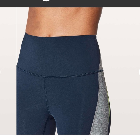 Lululemon Kick Serve Sweat Tight 25" -True Navy Heathered Slate / Sheer Lemon - Picture 13 of 15